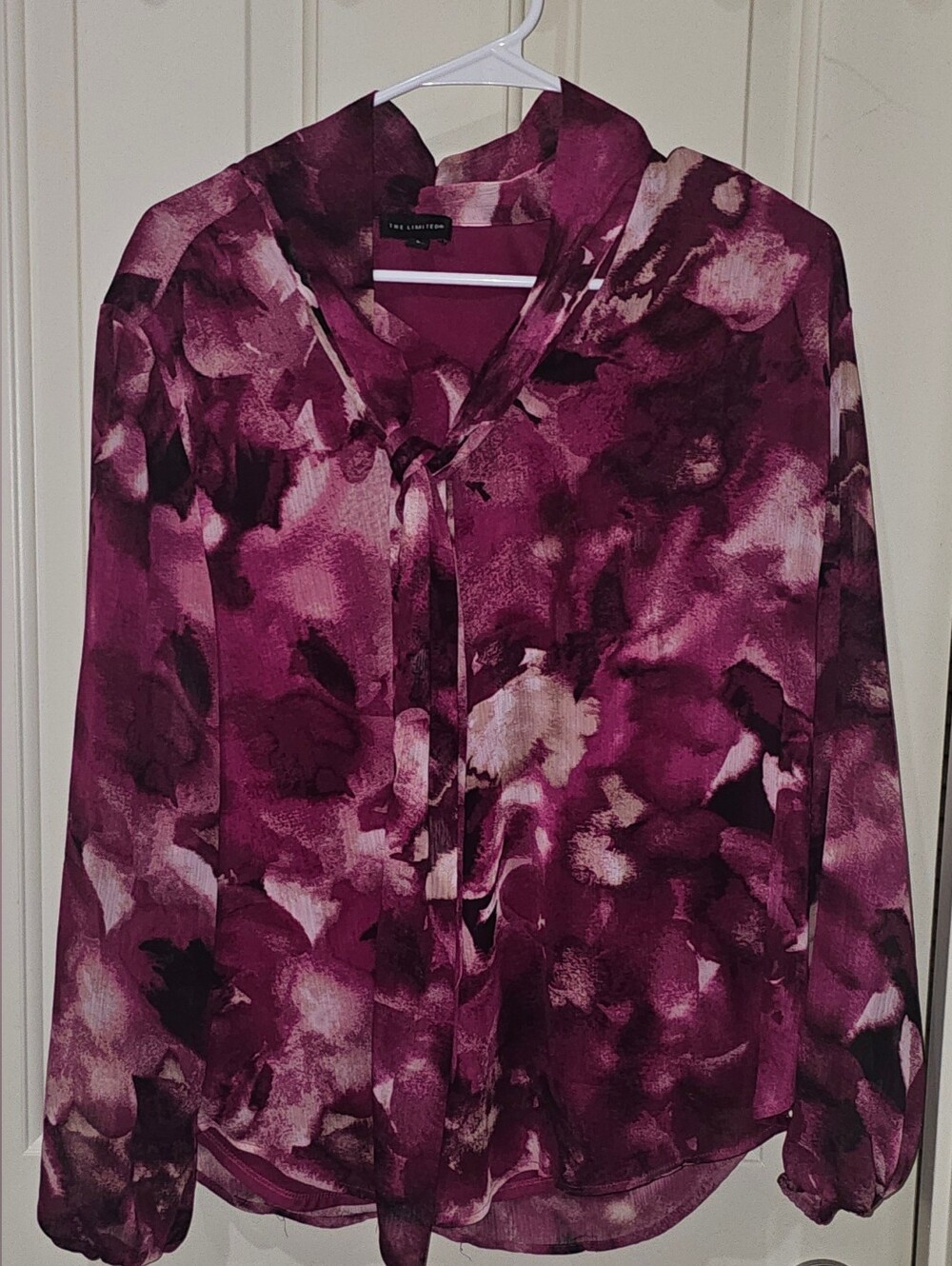 The Limited Blouse - Dark Magenta And Black